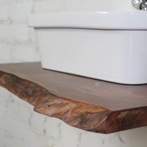 Wooden Solid Rustic Floating Shelf, Live Edge Wood Sink Shelf Bathroom Vanity, Bathroom Vanity Countertop, Walnut Countertop, wall decor