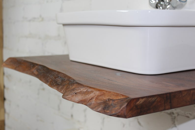 Live Edge Custom Wood Bathroom Vanity Rustic Floating Shelf - Etsy
