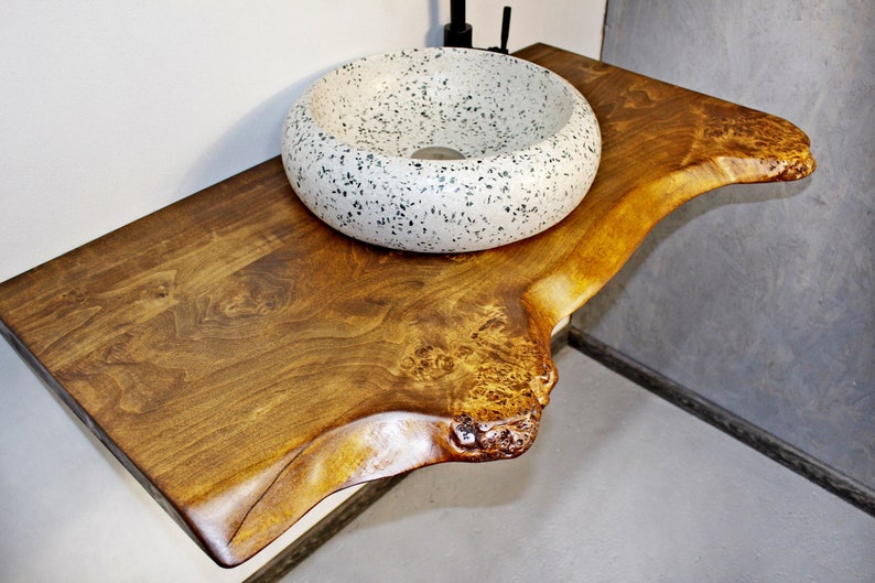 Poplar Wood Countertop, Under Sink Shelf, Floating Bathroom Vanity