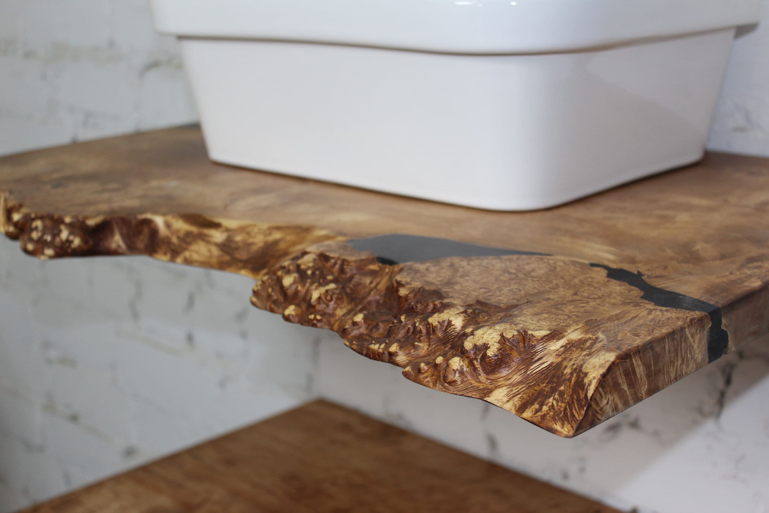 Live Edge Vanity Bathroom Wood Sink Shelffarmhouse Rustic Etsy