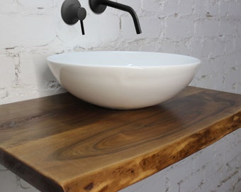 Bathroom Vanity Live Edge Wood Sink Shelf, Rustic Floating Storage, Gift For Him, Gift For Wife, New Home Gift