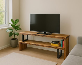 Solid Walnut TV Stand – Minimalist Handmade Media Cabinet for Home Decor