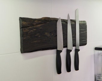 Bog Oak Knife Holder, Magnetic Wood Knife Rack,Wall mounted magnetic knife rack, Magnetic knife holder, Housewarming Gift, Gift for Chef