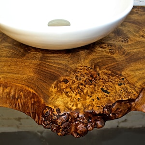 Poplar Wood Bathroom Vanity Live Edge Countertop, Farmhouse Rustic Solid Wooden Side Decor, Custom size shelf, Gift For Wife