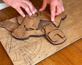 Wooden Man Cave Wall Art, 3D Wood Decor, Handmade Wall Display, Gamer Room Decor, Collectible Home Decor, Unique Gift for Him