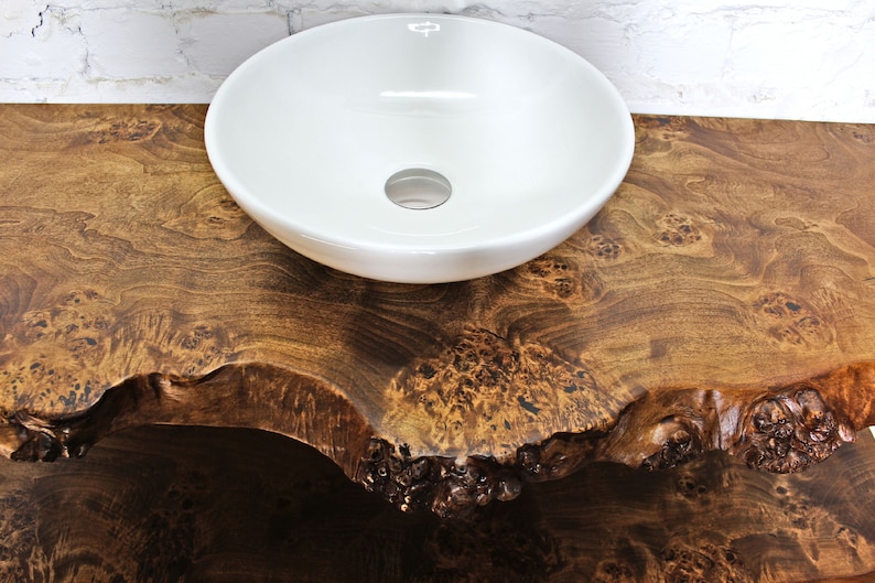 Solid Wood Vanity, Rustic Bathroom Floating Vanity, Live Edge Bathroom