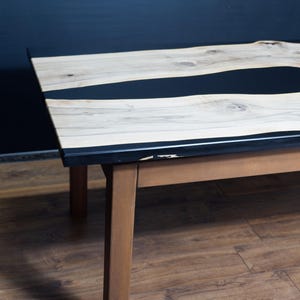 Black river epoxy table, kitchen table, walnut dining table, custom epoxy table, computer desk, farmhouse table, wood table top, home gift