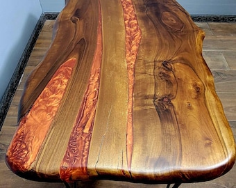 Dining live edge table, river table, farmhouse coffee table, new home gift, rustic wooden table, low slab table, epoxy resin table