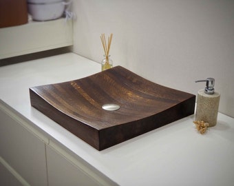 Handmade Wooden Sink, Wood Vessel Sink, Rustic bathroom, Natural Wooden Bathroom Basin, Organic Wood Wash Basin, Handcrafted Rustic Sink