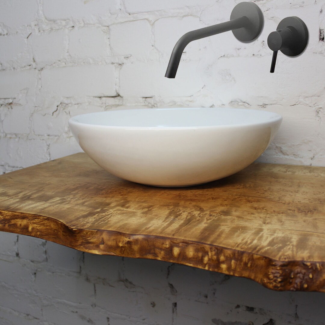 Sink Maple Wood Shelf, Bathroom Vanity, Floating Shelf, Under Sink