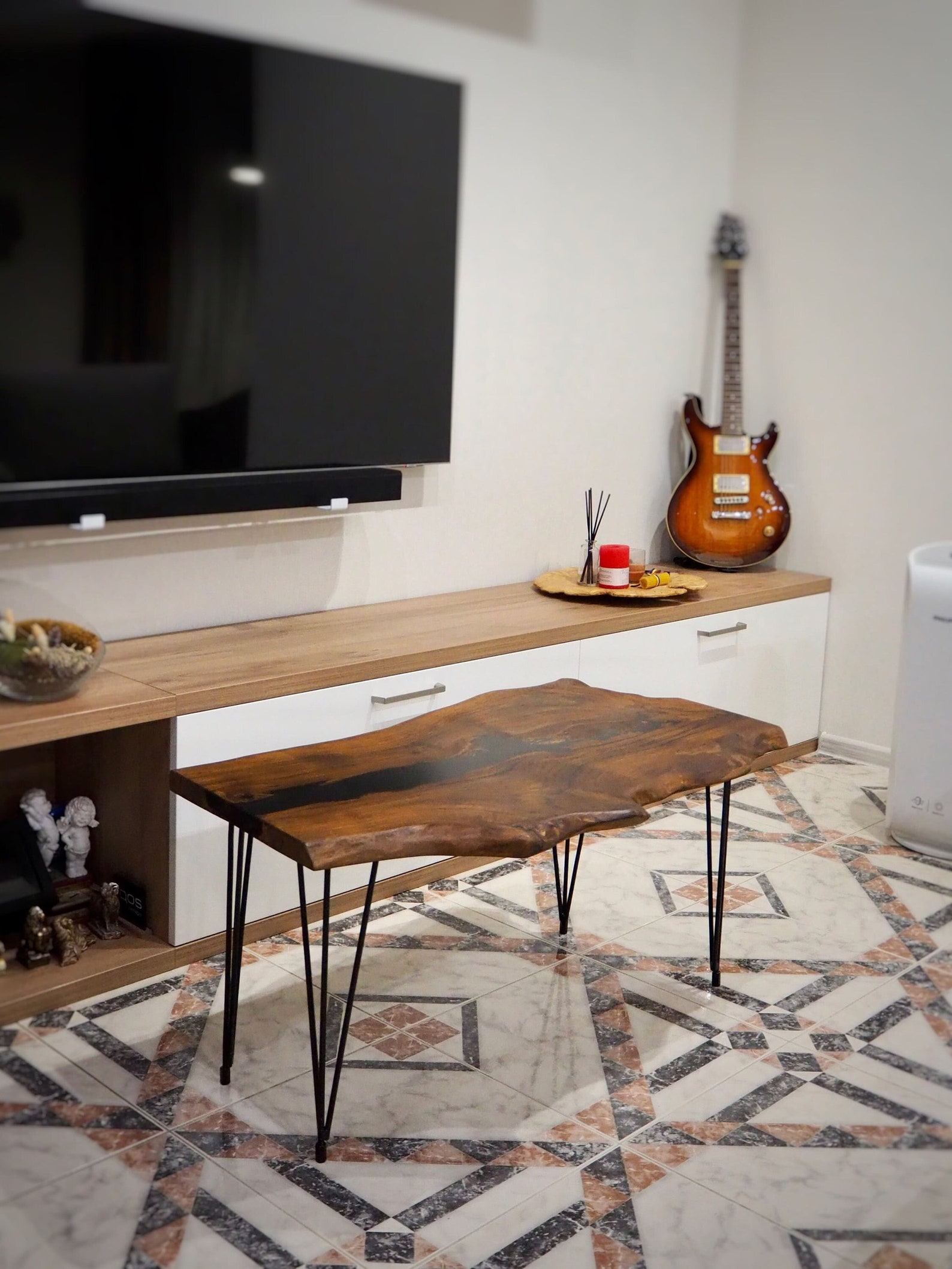 Live Edge Mid Century Table, Minimalist Coffee Table, Bedroom Table ...