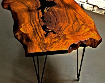 Natural wood rustic coffee table, live edge mid century modern dining table, walnut low table, handmade furniture, housewarming gift