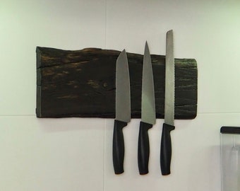 Bog oak magnetic knife holder, kitchen knife storage, fathers day gift, knife organizer, knife block, kitchen decor