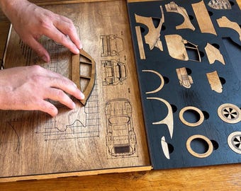 Automotive Wall Art, 3D Wooden Car Decor, DIY Blueprint Wall Display, Handmade Wood Wall Decor, Gift for Car Enthusiast