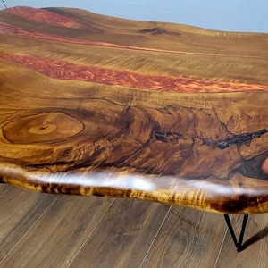 Handmade walnut family table, original resin table, lava ornament, universal live edge table, farmhouse table, rectangular lava table