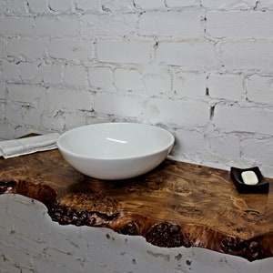 Poplar Bathroom Vanity Countertop, Live Edge Poplar Wooden Side Decor, Custom size shelf, Gift For Wife image 5