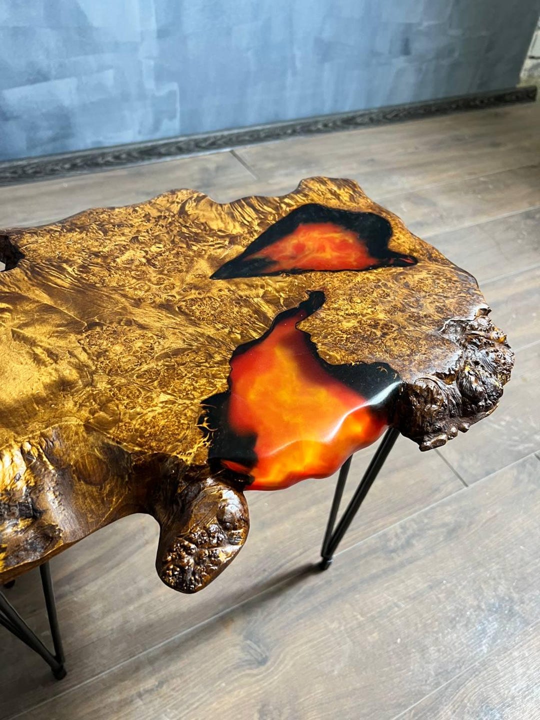Lava Coffee Table, Maple Wood Epoxy Resin Coffee Table, Farmhouse Sofa ...