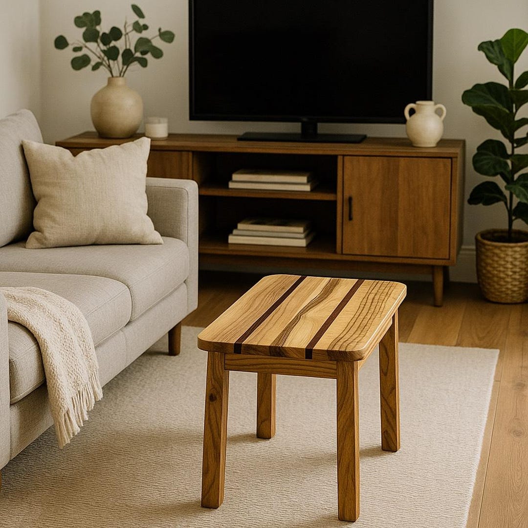 Mid-century Walnut Coffee Table – Rustic Solid Wood Low Handmade Table ...