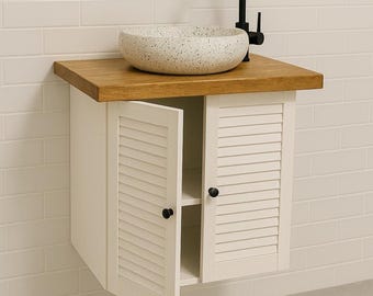 Modern Floating Vanity – Small Wall Mounted Bathroom Cabinet with Storage