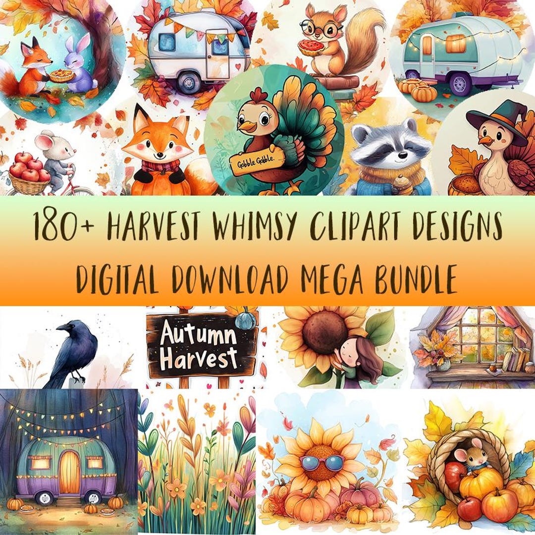 Whimsy Clips Home 180+ Harvest Whimsy Clipart Designs - Digital Download Mega Bundle ...