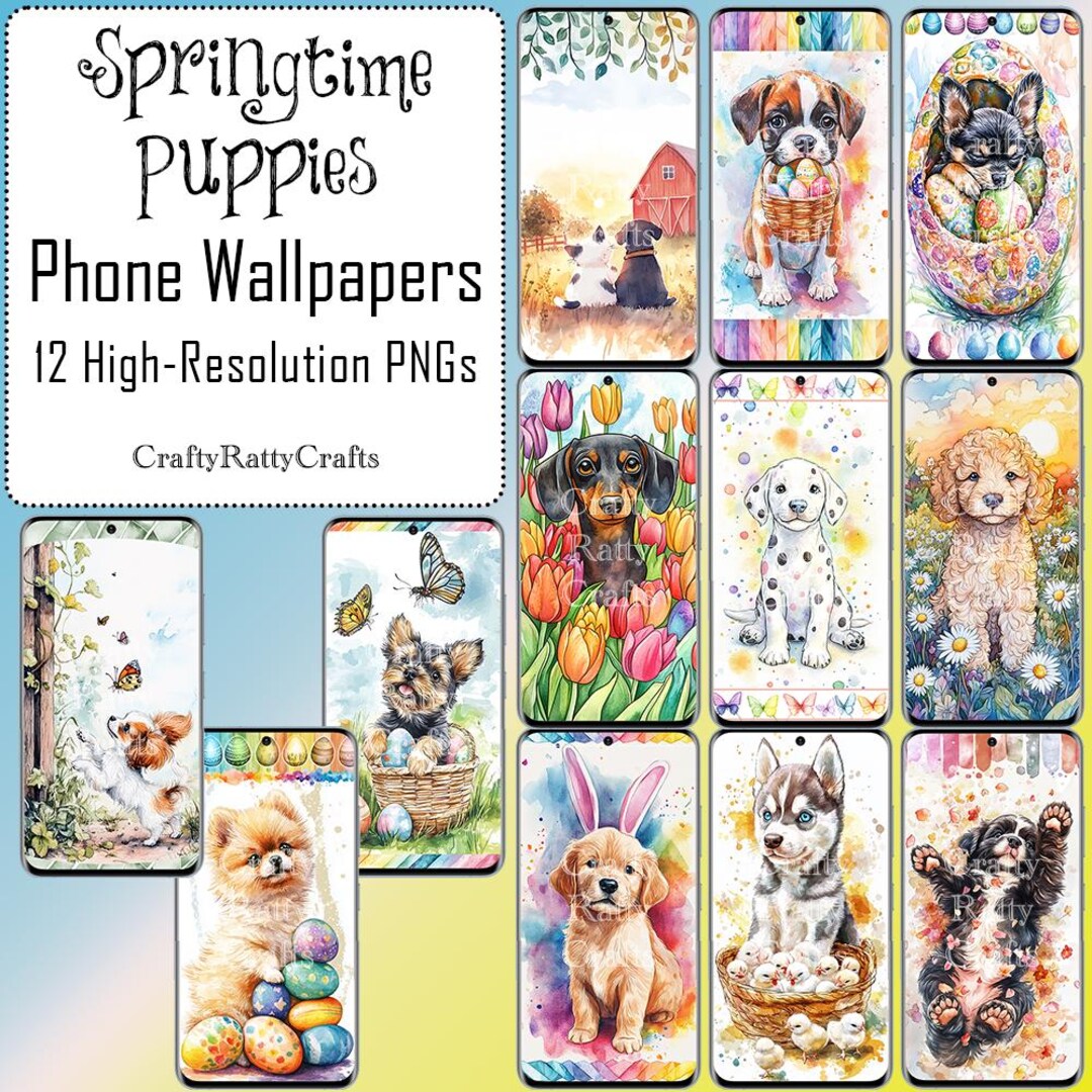 Springtime Puppies-phone Wallpaper Collection | High Resolution PNG ...
