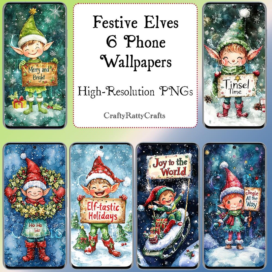 Festive Elves Phone Wallpapers| High Resolution PNG Files Suitable for ...