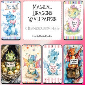 Magical Dragon Phone Wallpapers | High Resolution PNG files suitable for all Smart Phones | iPhone & Android | 6 Lovely Dragon Designs