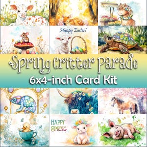 Spring Critter Parade Card Kit & Craft Printables | Printable Easter/Spring Cards | DIY Seasonal Craft | 12 Adorable Designs