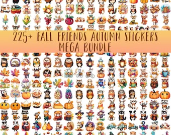 Fall Friends Autumn Sticker Mega Bundle - Digital Download - 225+ Images! Autumn Clipart