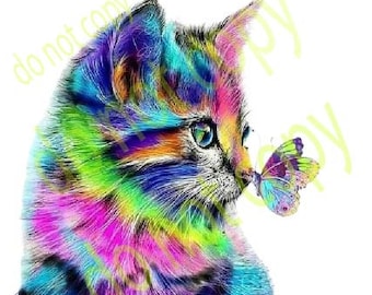 Katze png, bunte Katze Aquarell Sublimation digitaler Download, Katze Sublimation Design, Sublimation download, png für Sublimation designs