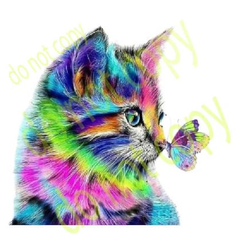 Cat png, colorful cat watercolor sublimation digital Download, cat Sublimation design, sublimation download, png for sublimation designs 