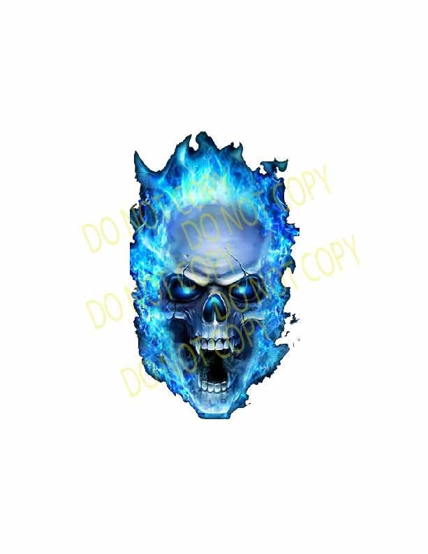 KOOLmouse Wireless Optical Mouse - Flaming Blue Goth Skull Skeleton Design With USB Receiver