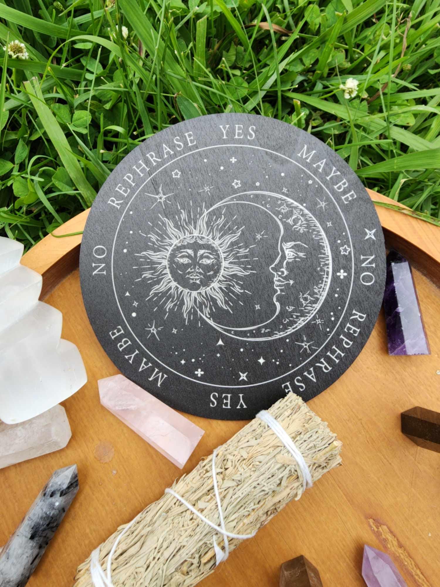 6 Inch Pendulum Board – Divination Board for Dowsing, Yes/No Answers, Spirit Communication, Witchcraft Tool *FREE gift with purchase*
