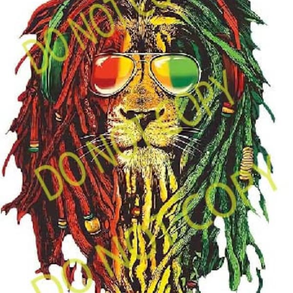 Téléchargement numérique Fichiers PNG /JPG inclus Good Vibes Only Digital Art Colorful Lion Reggae Style For Sublimation