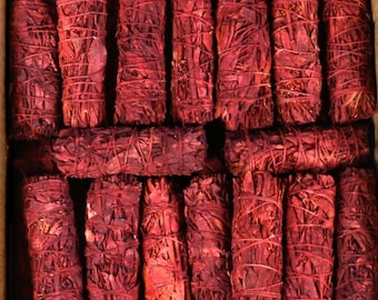 Dragon&#39;s Blood Sage Bulk Wholesale Cost Smudge Sticks | White Sage Dipped in Dragon&#39;s Blood Resin free shipping