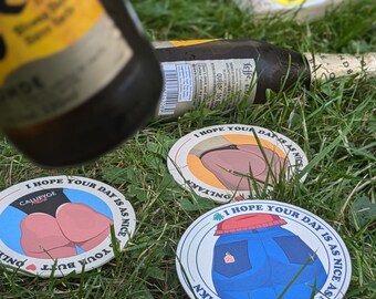 I sottobicchieri riempiono Mya per la Regina "Spero che la tua giornata sia bella come i miei jeans" (sottobicchieri, sedere grande, birra, cocktail, vino)