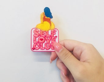 Toppe "Self Love Club" (toppe personalizzate, da stirare, toppe in edizione limitata, personalizzate, toppe da cucire, ricamate con cartoni animati, toppe Etsy, toppe fantastiche)