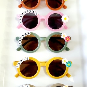 Personalized Childrens Sunglasses with Flower Detail and Protective Sleeve