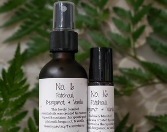 No. 16 Patchouli, Bergamot, and Vanilla Essential Oil Spray or Roller