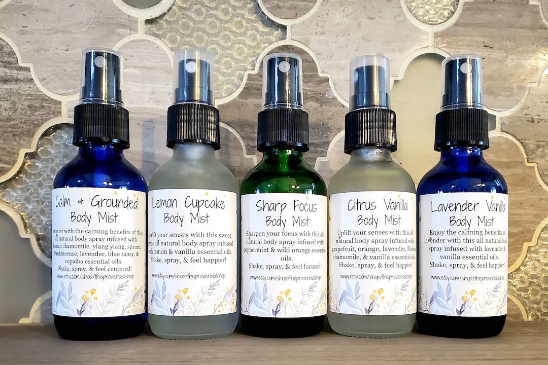 Choose Your Scent Essential Oil Body Spray 1, 2, or 4 Oz Spray or 10 Ml