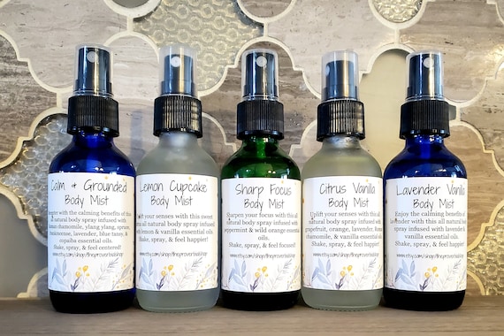 Choose Your Scent Essential Oil Body Spray 1, 2, or 4 oz Mist or 10 ml Oil Roller