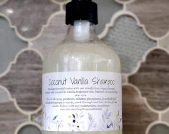 Shampooing, revitalisant ou nettoyant pour le corps/bain moussant sans toxines à la noix de coco, 8 oz ou 16 oz