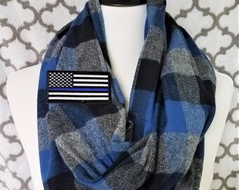 Thin Blue Line Flannel Scarf - Men's or Women's