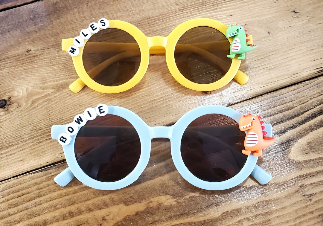 Personalized Childrens Dinosaur Sunglasses With Protective Sleeve Etsy