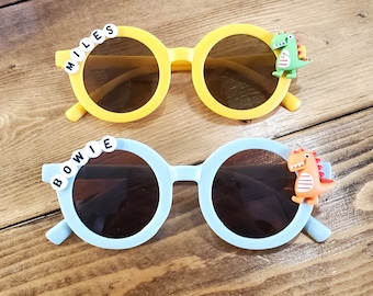 Personalized Childrens Dinosaur Sunglasses with Protective Sleeve