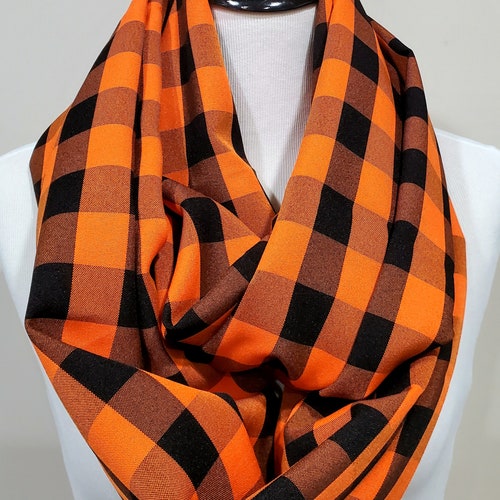 Orange and Black Buffalo Plaid Infinity Scarf Etsy
