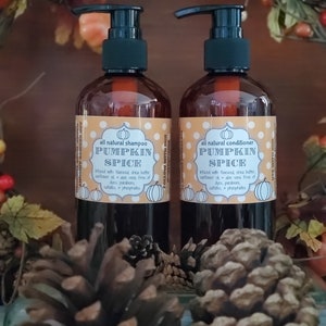 Shampooing, revitalisant ou nettoyant pour le corps sans toxines à la citrouille et aux épices 8 oz ou 16 oz