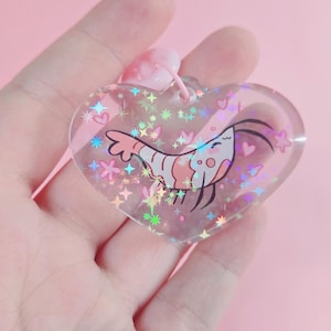 Kawaii Neocaridina Shrimp Acrylic Keychain – Sparkling Fish Lover's Charm Nano Tank Enthusiast