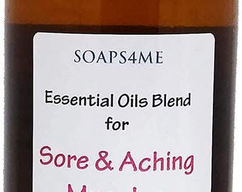 SOAPS4ME Sore & Aching Muscles Essential Oils Blend | Body Oil | Massage Oil | 100 ml