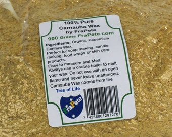 FraPete Pure Carnauba Wax Flakes for Food and Cosmetics Lip & Polishes 900 Grams